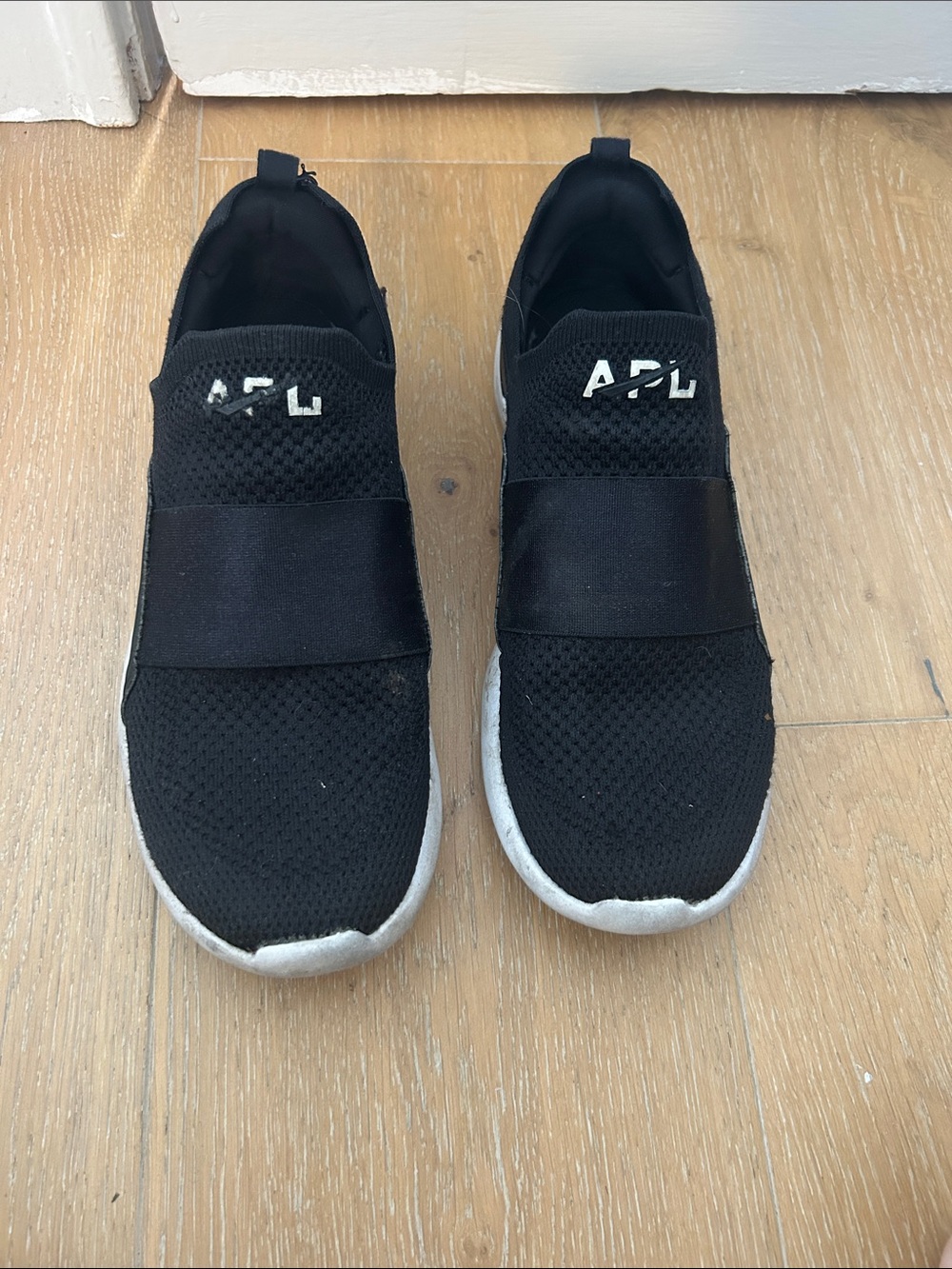 APL Black Slip-On Knit Sneakers with White Soles